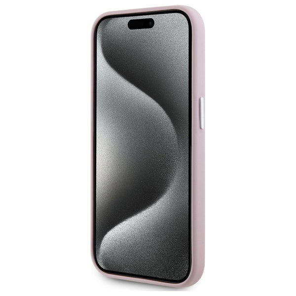 Husa de protectie Karl Lagerfeld Leather MagSafe (KLHMP15LPGMSRPP)- iPhone 15 Pro compatibil cu Pink FW Metal Plate