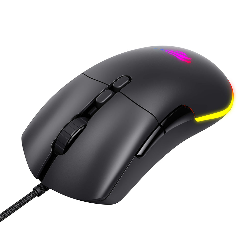 Tastatura/Mouse Havit Wired Gaming Mouse (MS954), 800/1600/2400/3200/6400/12000 DPI, 1.6m, 5V, Negru