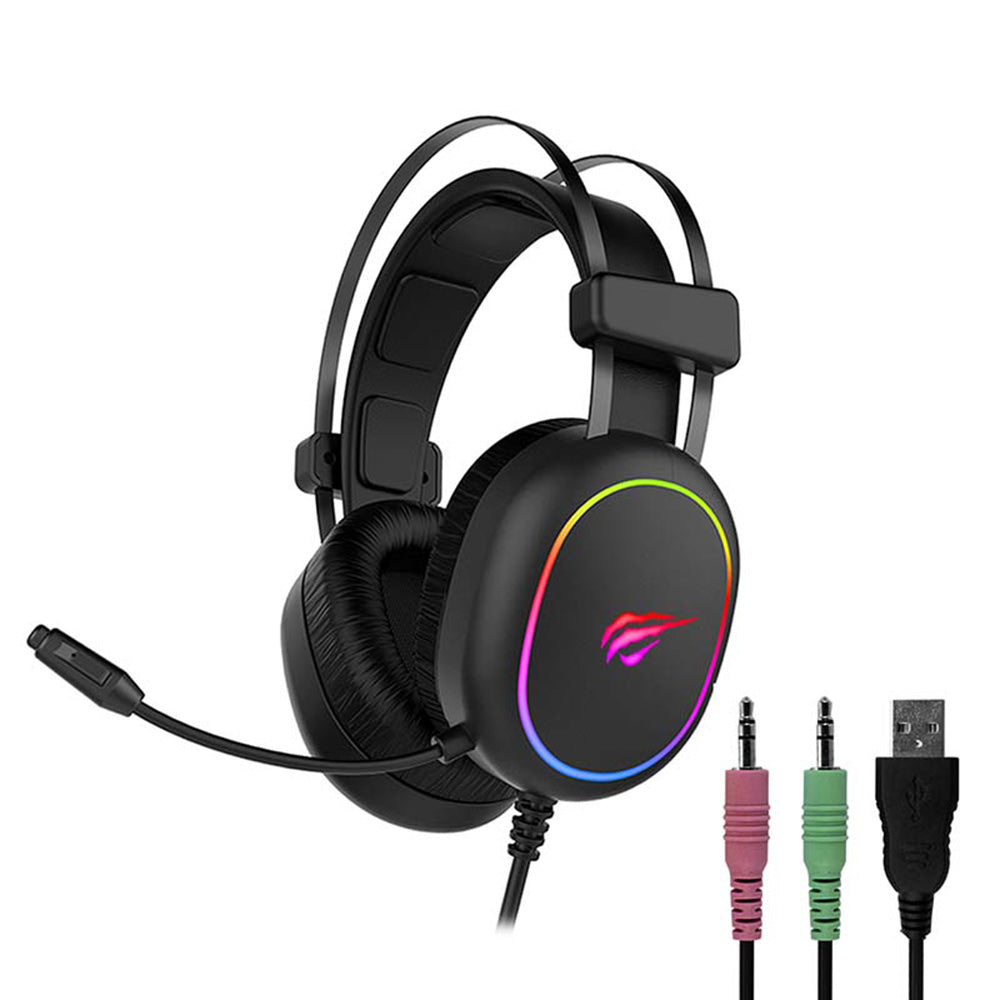 Casti Havit Gaming Gamenote H2016d, for Gaming, with Microphone, RGB, USB, Jack 3.5mm, Negru