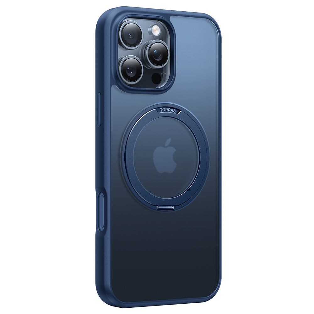 Husa de protectie Torras Ostand Pro MagSafe Series compatibil cu iPhone 16 Pro, Bleumarin