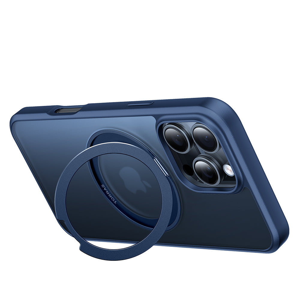 Husa de protectie Torras Ostand Pro MagSafe Series compatibil cu iPhone 16 Pro Max, Bleumarin