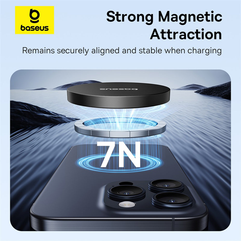 Incarcator Baseus Magnetic Wireless Simple Mini4 Air (P10278200111-00), Fast Charging, Cable Type-C, Qi2, 15W, Cluster Black