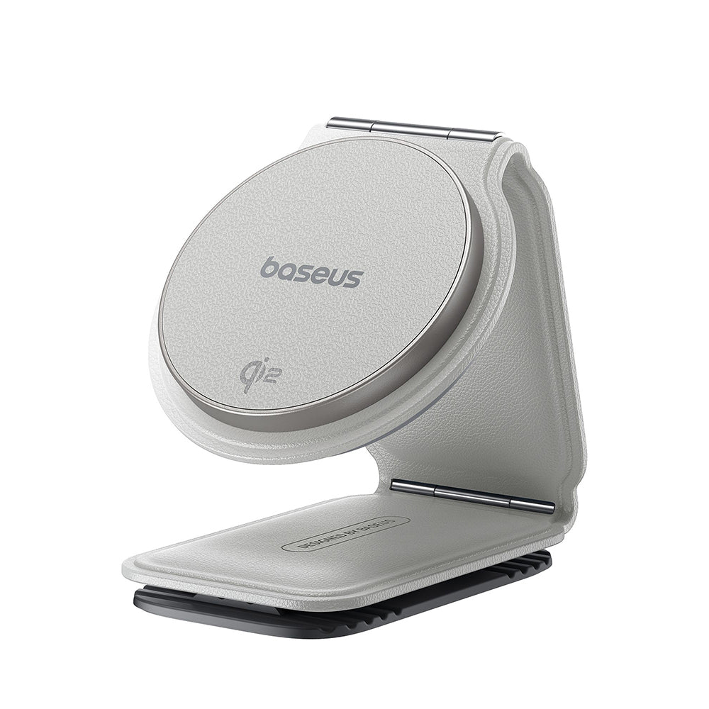 Suport Baseus with Wireless Charging PrimeTrip C02 (C40169003211-00), Magnetic Grip for Dashboard, 15W, Moon White