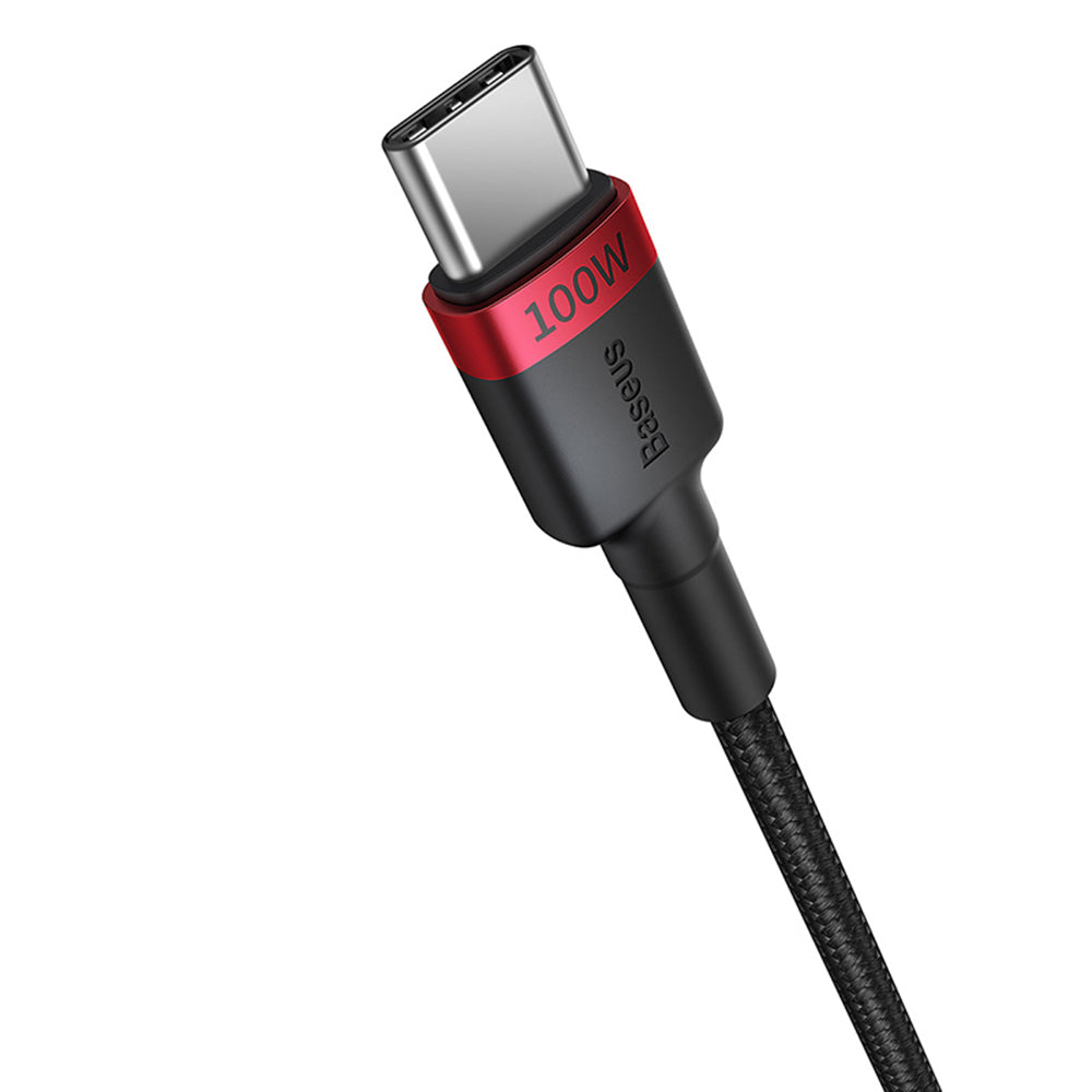 Cablu Baseus (set de 2) Cafule (P10318306003-00), Type-C to Type-C, Fast Charging, 100W, 5A, 1m, Negru /Red, Black/Grey