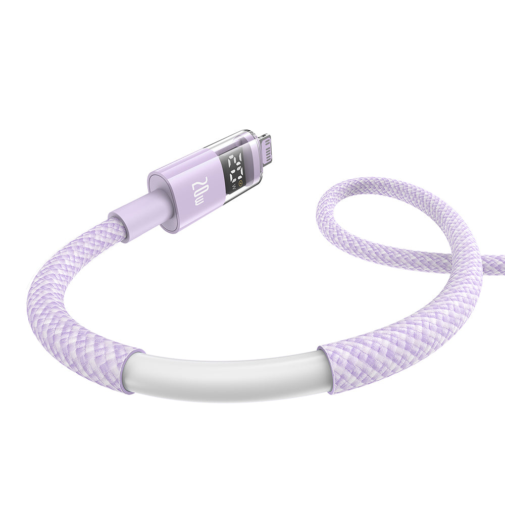 Cablu Baseus Display 2 (P10382703511-01), Fast Charging, Type-C, Lightning, Digital Display, 20W, 2m, Nebula Purple