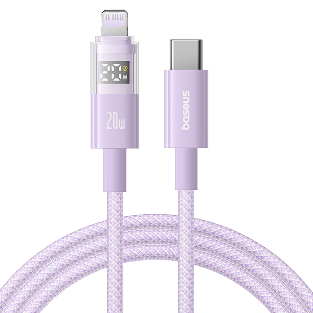 Cablu Baseus Display 2 (P10382703511-01), Fast Charging, Type-C, Lightning, Digital Display, 20W, 2m, Nebula Purple