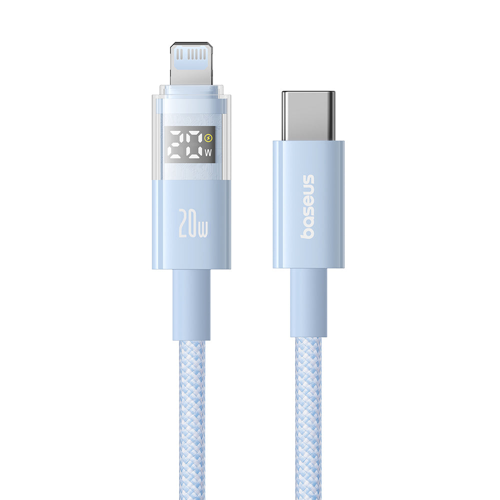 Cablu Baseus Display 2 (P10382703311-01), Fast Charging, Type-C to Lightning, Digital Display, 20W, 2m, Galaxy Blue