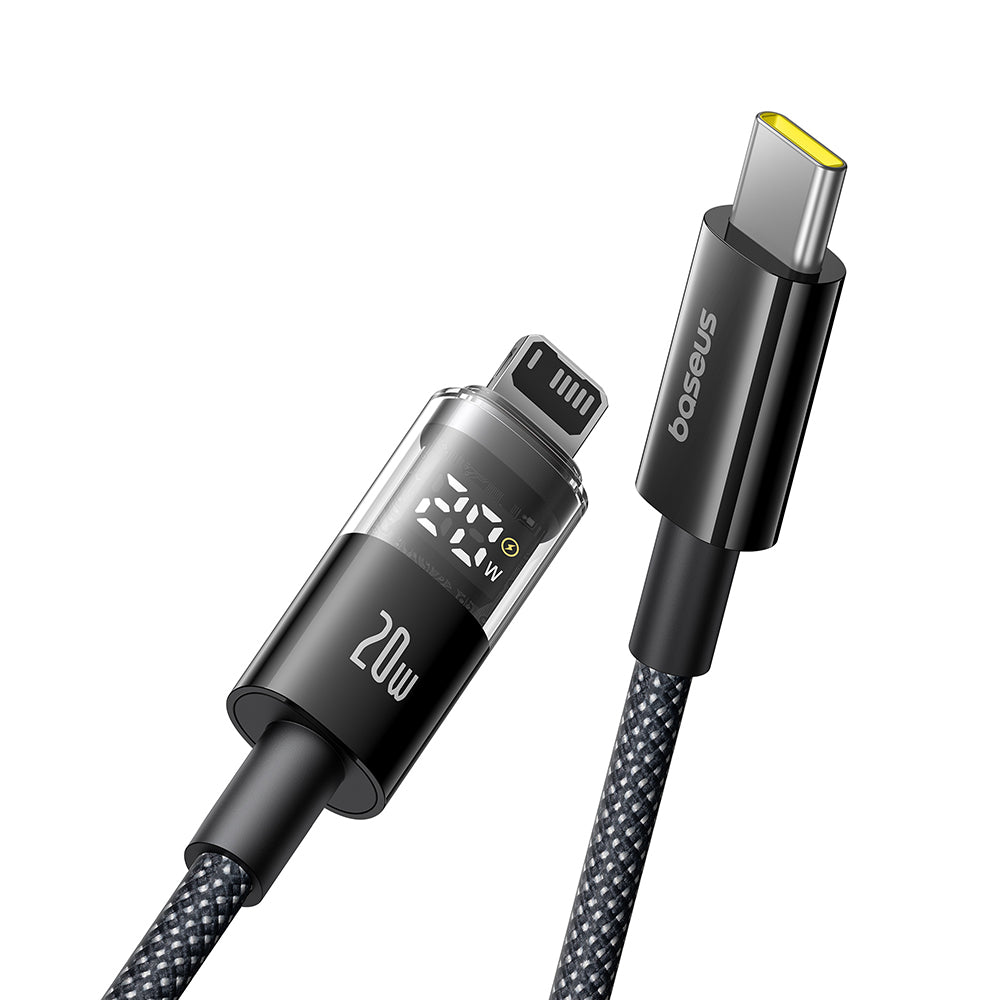 Cablu Baseus Display 2 (P10382703121-00), Fast Charging, Type-C to Lightning, Digital Display, 20W, 1m, Negru Cosmic