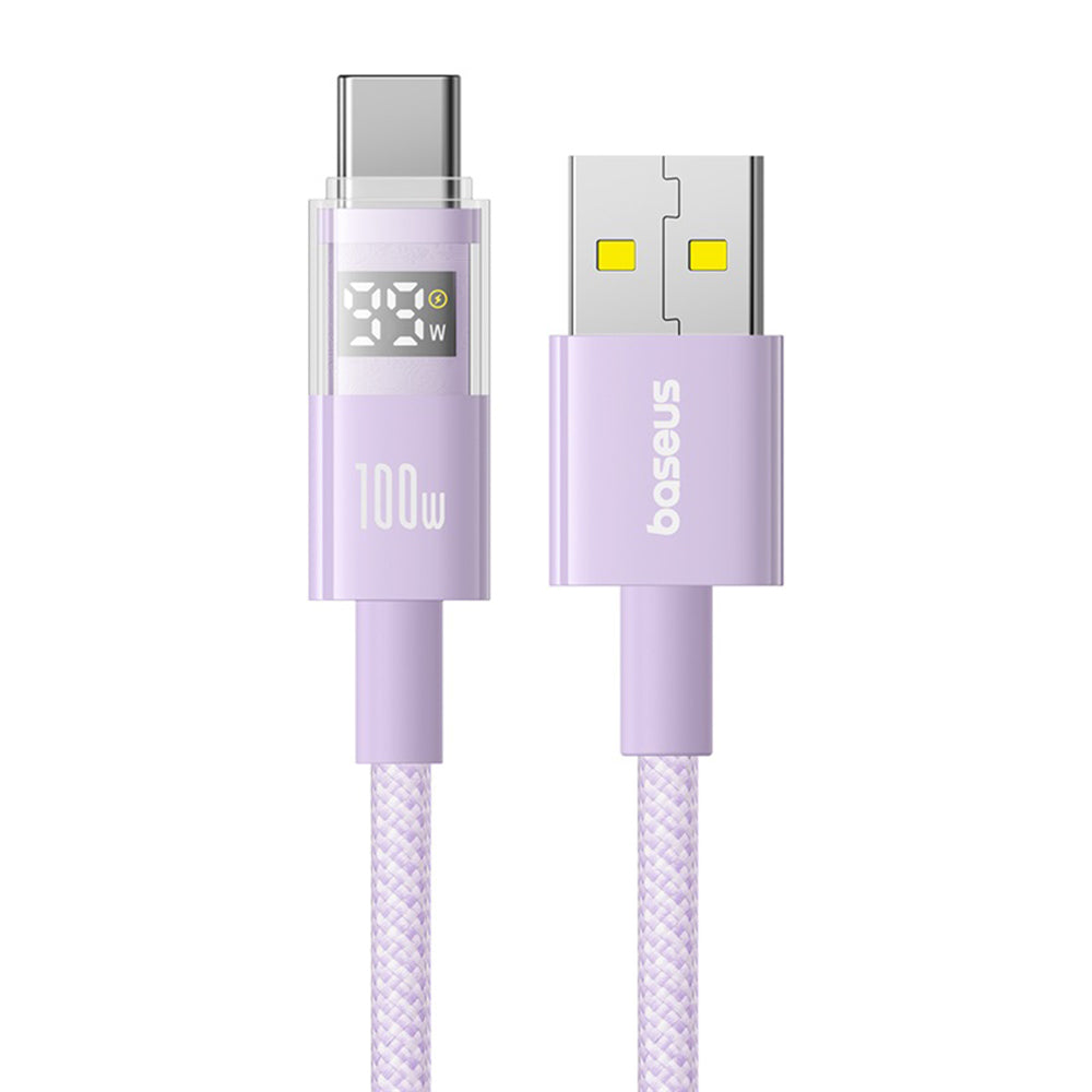 Cablu Baseus Display 2 (P10382701511-00), Fast Charging, USB to Type-C, Digital Display, 100W, 1m, Nebula Purple