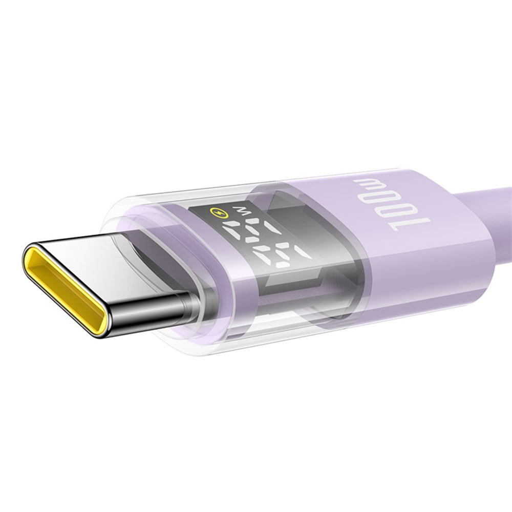Cablu Baseus Display 2 (P10382701511-00), Fast Charging, USB to Type-C, Digital Display, 100W, 1m, Nebula Purple