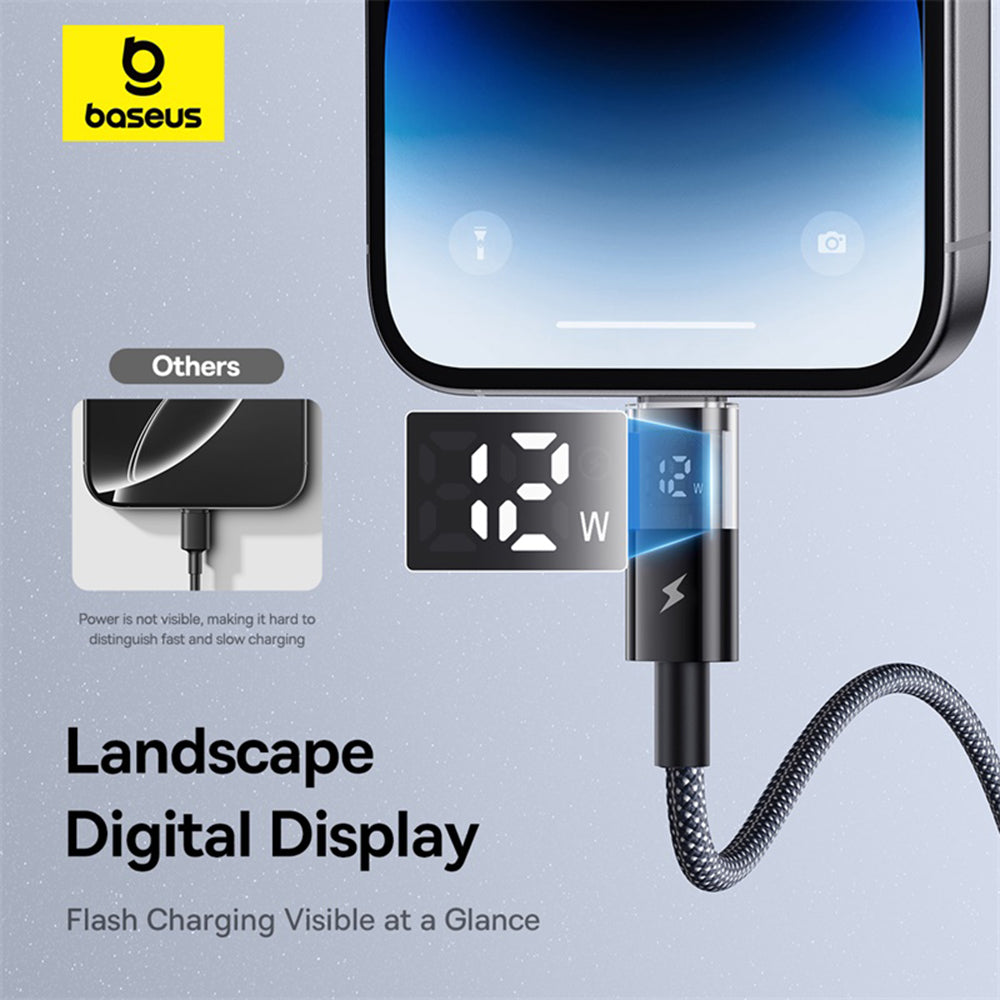 Cablu Baseus Display 2 (P10382700121-00), USB to Lightning, Fast Charging, Digital Display, 2.4A, 1m, Negru Cosmic