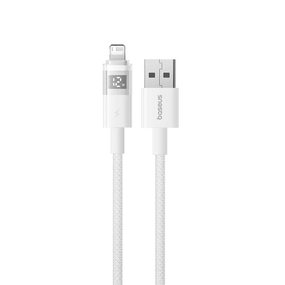 Cablu Baseus Display 2 (P10382700211-01), USB to Lightning, Fast Charging, Digital Display, 2.4A, 2m, Moon White