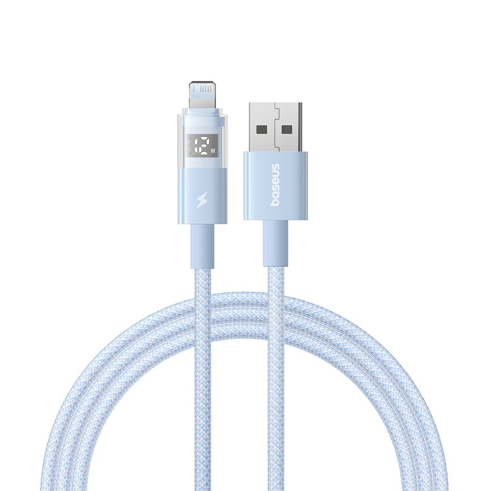 Cablu Baseus Display 2 (P10382700311-01), USB to Lightning, Fast Charging, Digital Display, 2.4A, 2m, Galaxy Blue