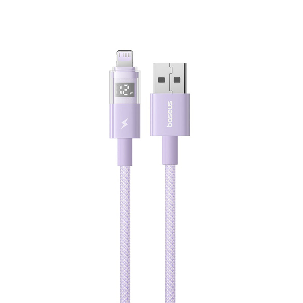 Cablu Baseus Display 2 (P10382700511-00), USB to Lightning, Fast Charging, Digital Display, 2.4A, 1m, Nebula Purple