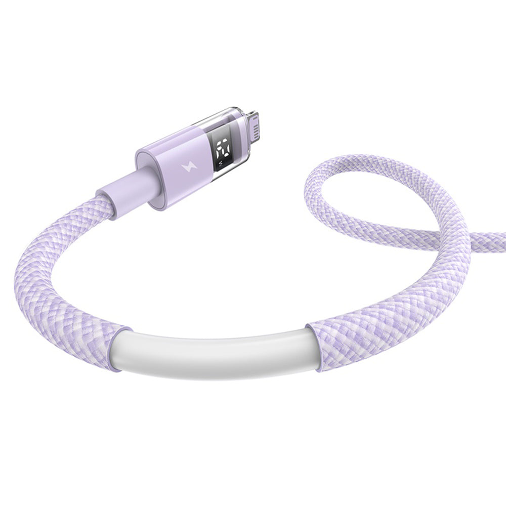 Cablu Baseus Display 2 (P10382700511-01), USB to Lightning, Fast Charging, Digital Display, 2.4A, 2m, Nebula Purple