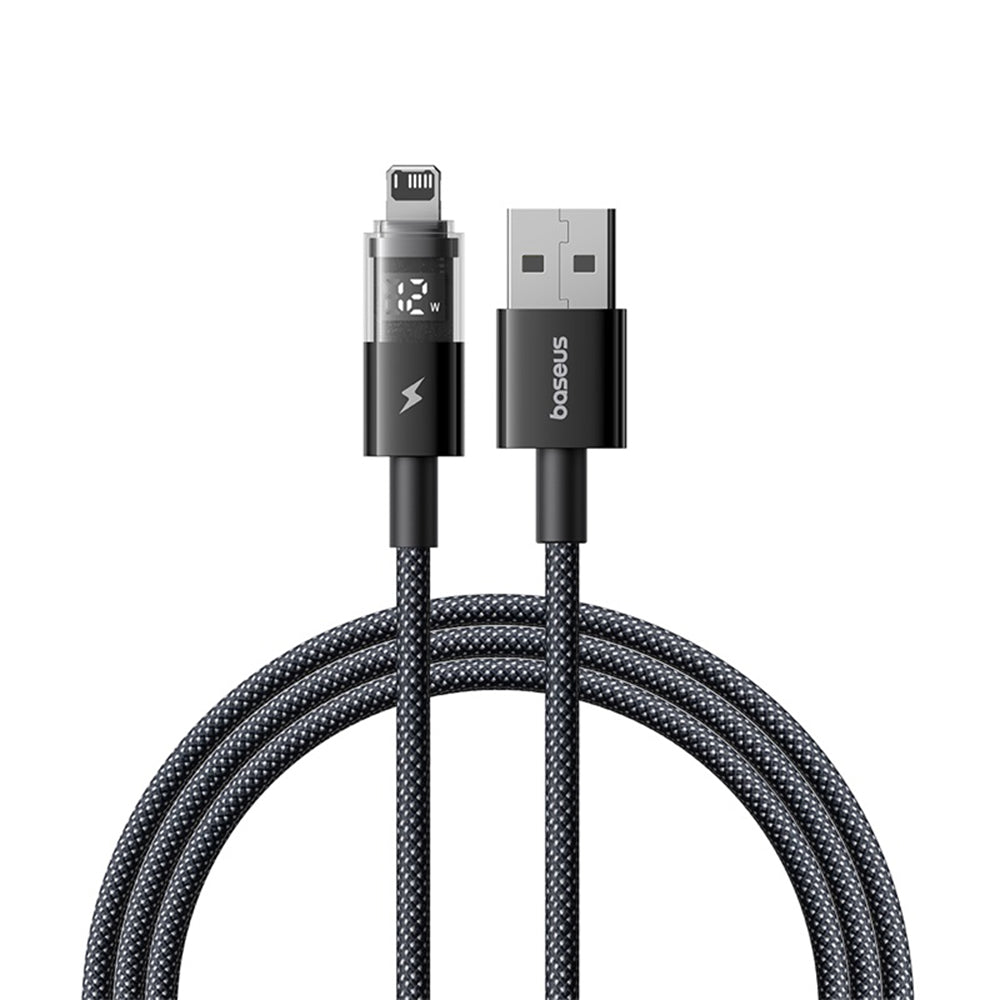 Cablu Baseus Display 2 (P10382700121-01), USB to Lightning, Fast Charging, Digital Display, 2.4A, 2m, Negru Cosmic