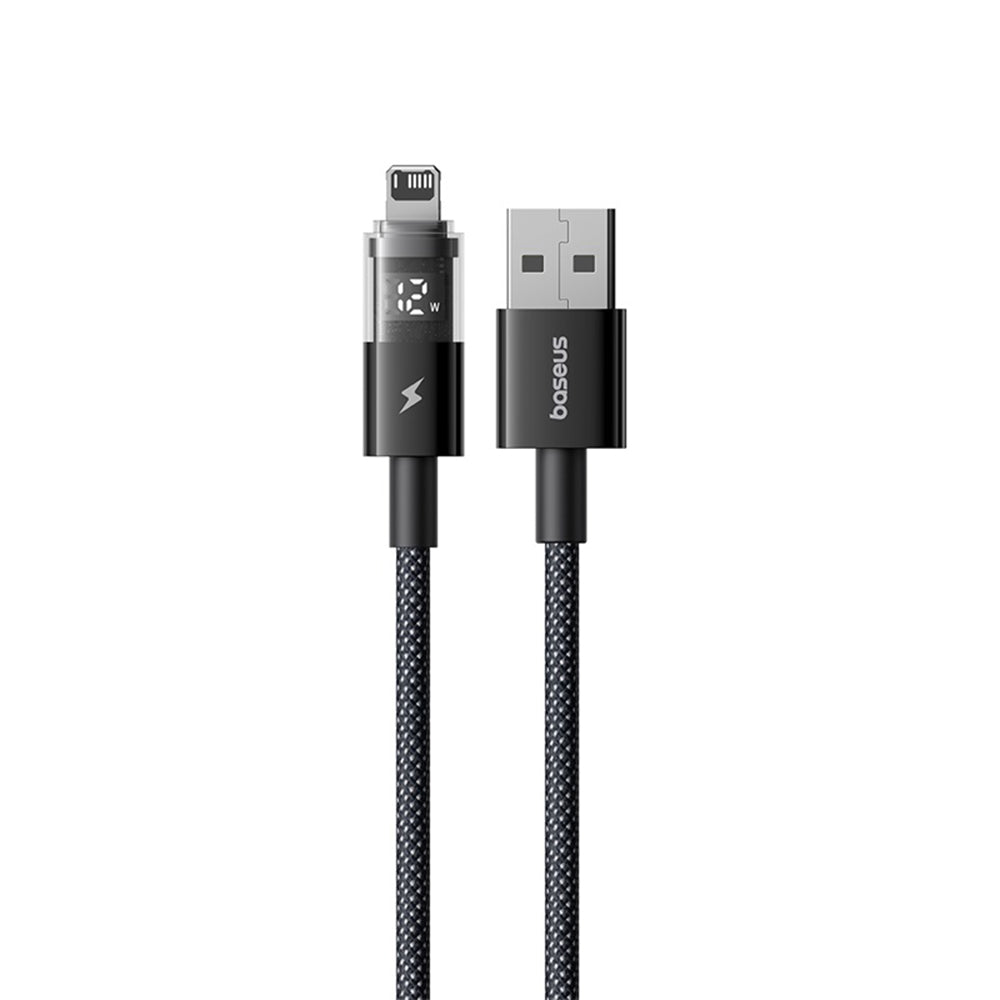 Cablu Baseus Display 2 (P10382700121-01), USB to Lightning, Fast Charging, Digital Display, 2.4A, 2m, Negru Cosmic