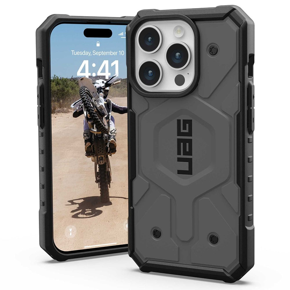 Husa de protectie UAG Pathfinder MagSafe compatibil cu iPhone 15 Pro, Argintiu