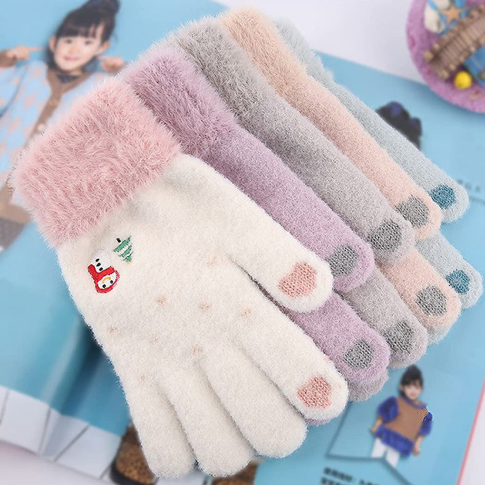 Techsuit Gloves (ST0011), from Mink Fur, Size 21cm, Alb