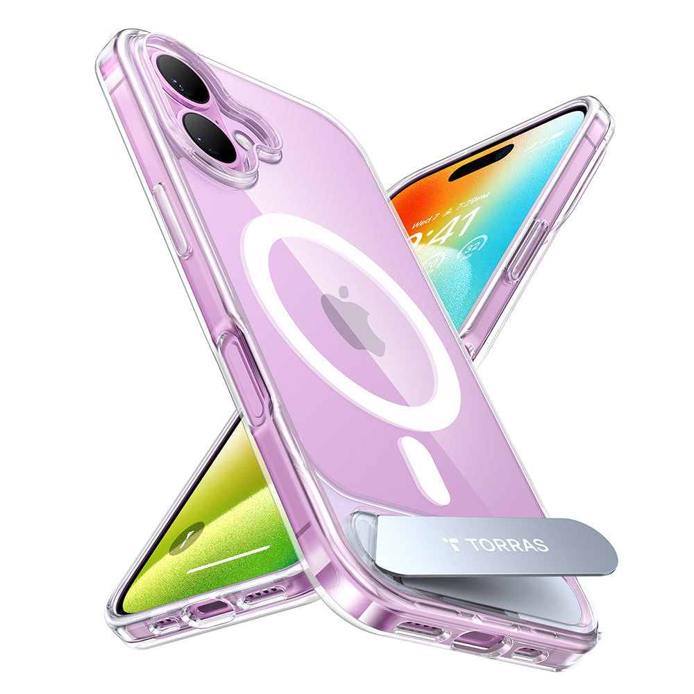 Husa de protectie Torras Pstand MagSafe compatibil cu iPhone 16 Plus, Transparent