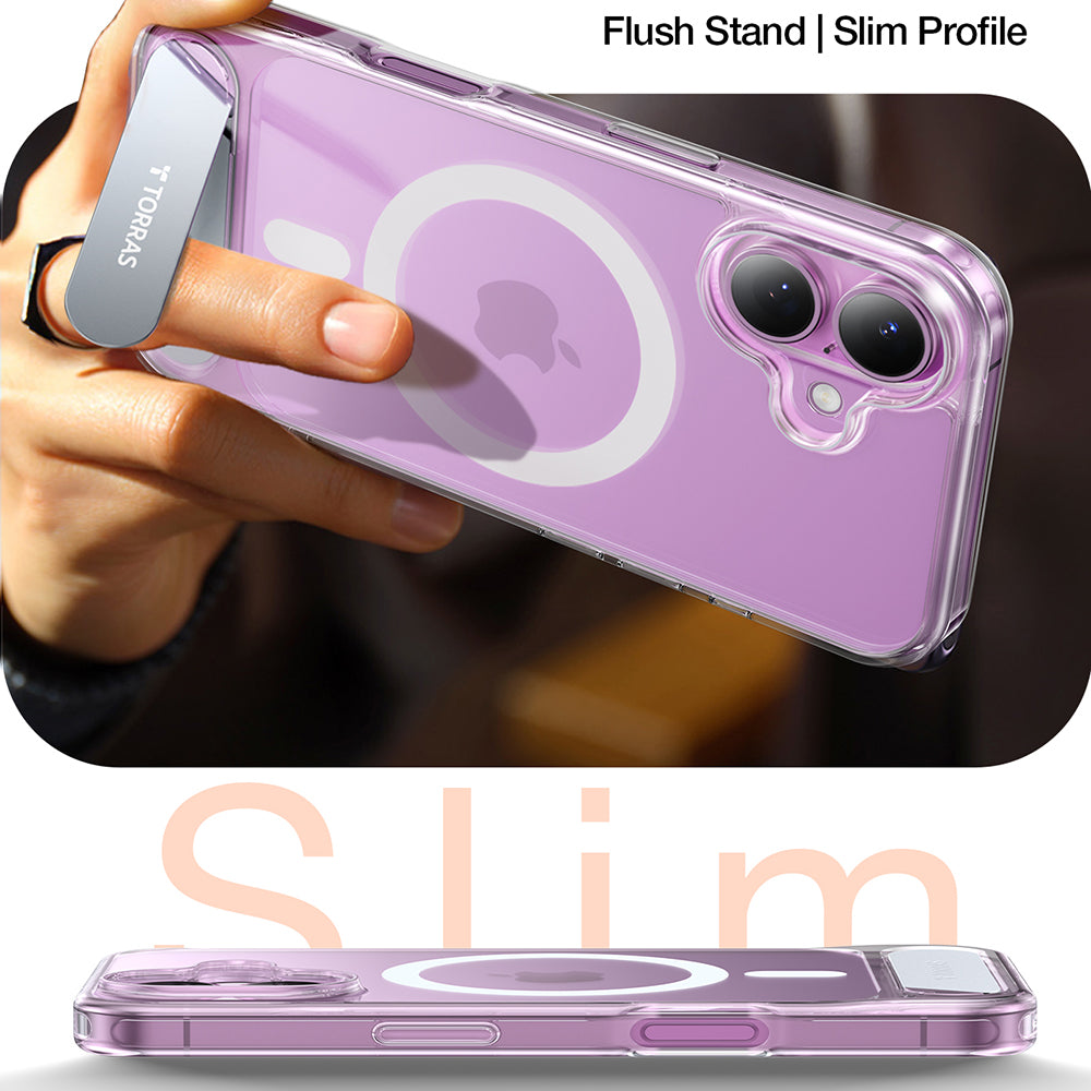 Husa de protectie Torras Pstand MagSafe compatibil cu iPhone 16 Plus, Transparent