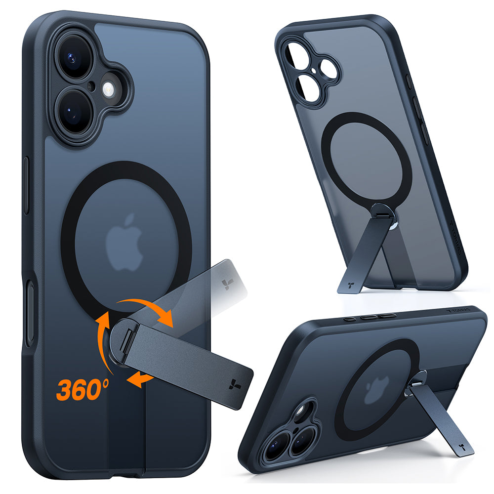 Husa de protectie Torras Pstand Spin MagSafe compatibil cu iPhone 16 Plus, Negru