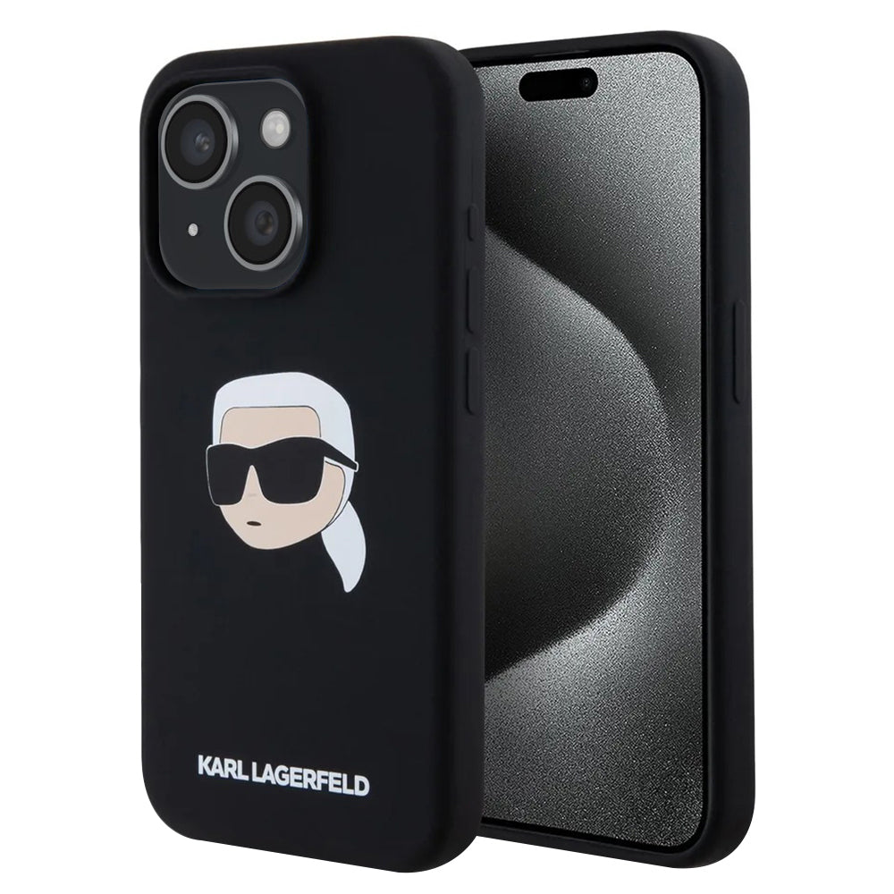 Karl Lagerfeld Husa de protectie Karl Lagerfeld Silicone MagSafe (KLHMP15SSKHPPLK) compatibil cu iPhone 15, Karl`s Head