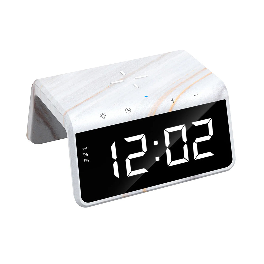 Incarcator Havit Desk Phone Wireless (W320), with Digital Clock, RGB LED Light, 15W, Marble