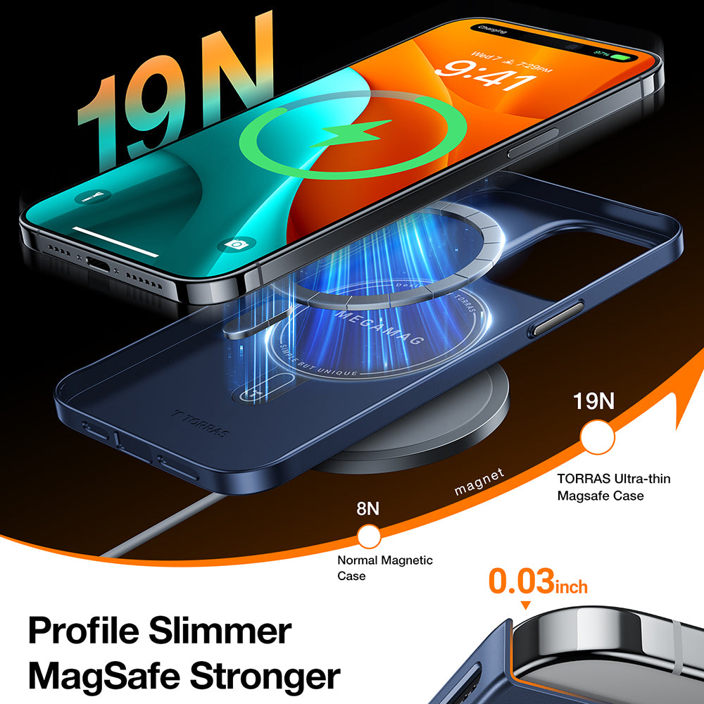 Husa de protectie Torras OriginFit-Mag Series compatibil cu iPhone 15 Pro Max, Bleumarin