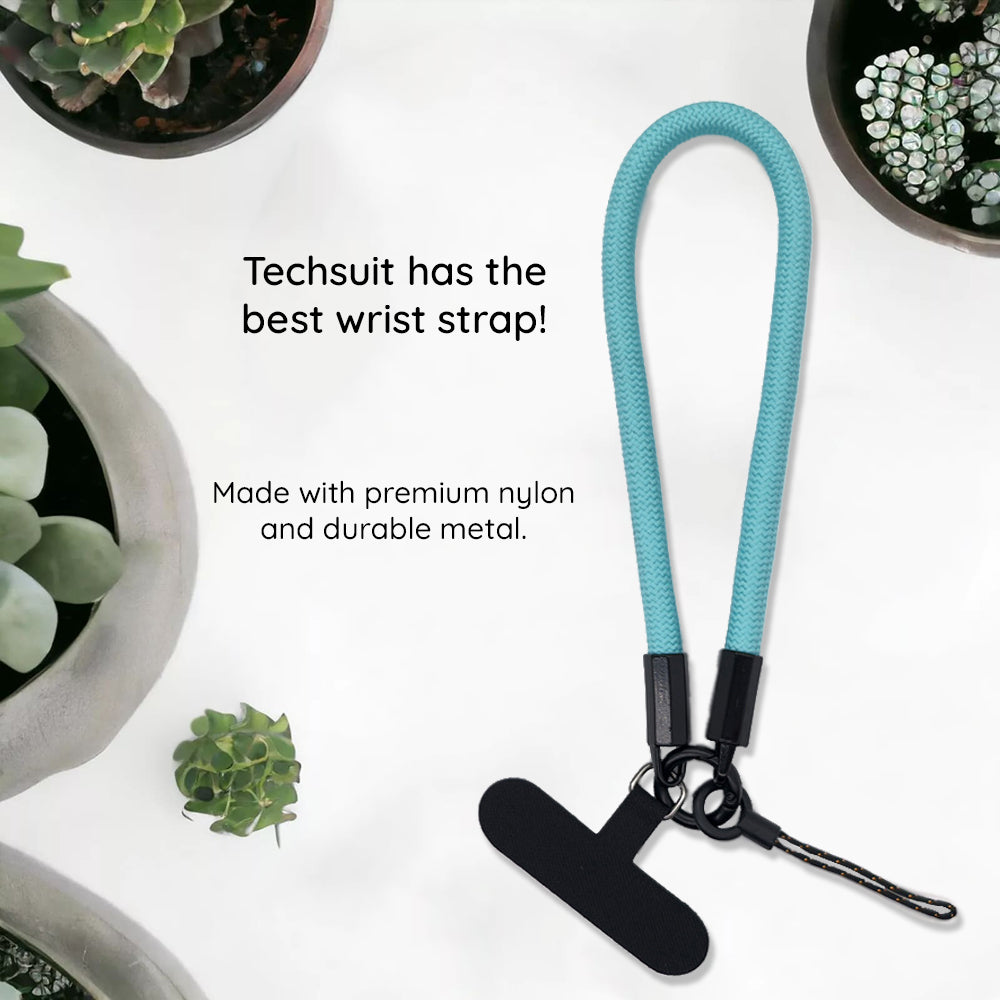 Suport Techsuit Rope Wrist Strap (RWS2-70), for Phones, with Keychain Cord, Nylon Braided, Durable, Universal, Caribbean Sea