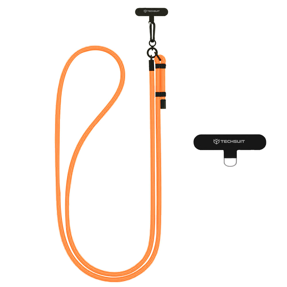 Suport Techsuit Rope Crossbody Strap (RCS1-01), for Phones, Carabiner, Nylon Braided, Durable, Adjustable, Spiced Pumpkin