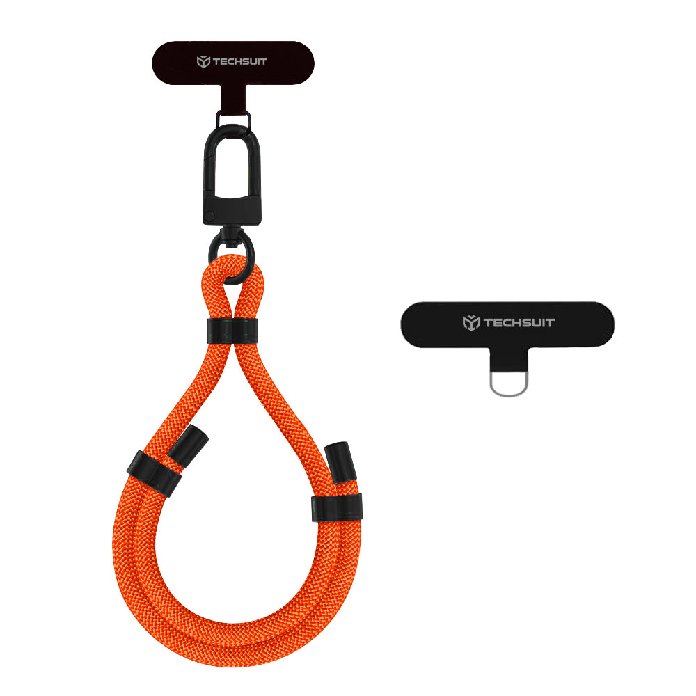 Suport Techsuit Rope Wrist Strap (RWS1-50-62), for Phones, Carabiner, Nylon Braided, Durable, Adjustable, Universal, Sunset Blaze