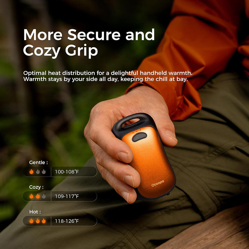 Ocoopa Hand Warmer UT4 Urban (UT3061- OG), USB-C, IP45, Adjustable Heat, Magnetic, with Strap, 2x 3000mAh, Portocaliu