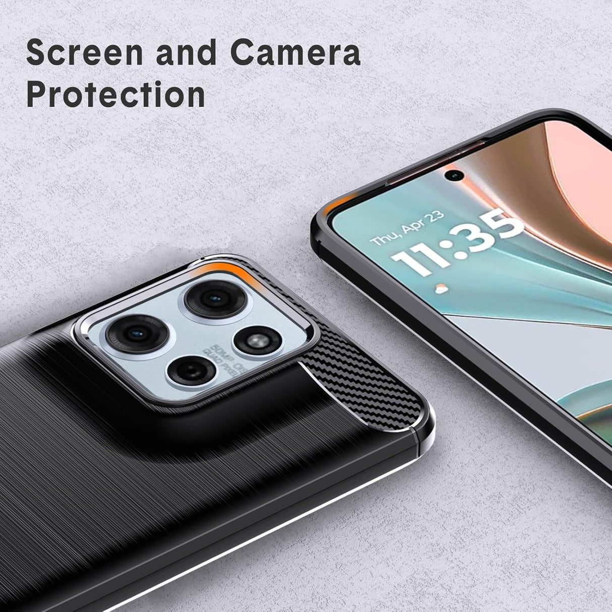 Husa de protectie Techsuit Carbon Silicone compatibil cu Motorola Moto G15 / G15 Power / G17 / G17 Power, Negru