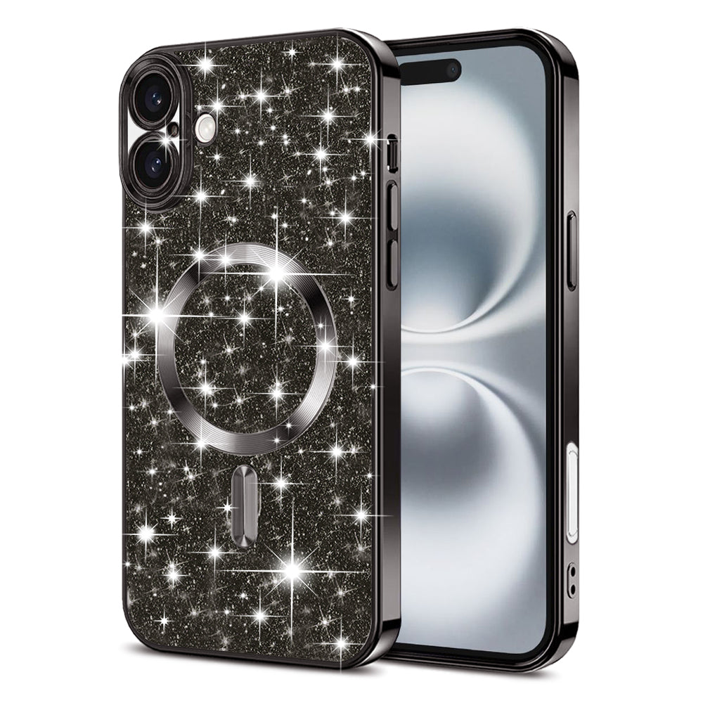 Husa de protectie Techsuit Luxury Glitter MagSafe compatibil cu iPhone 16 Plus, Negru