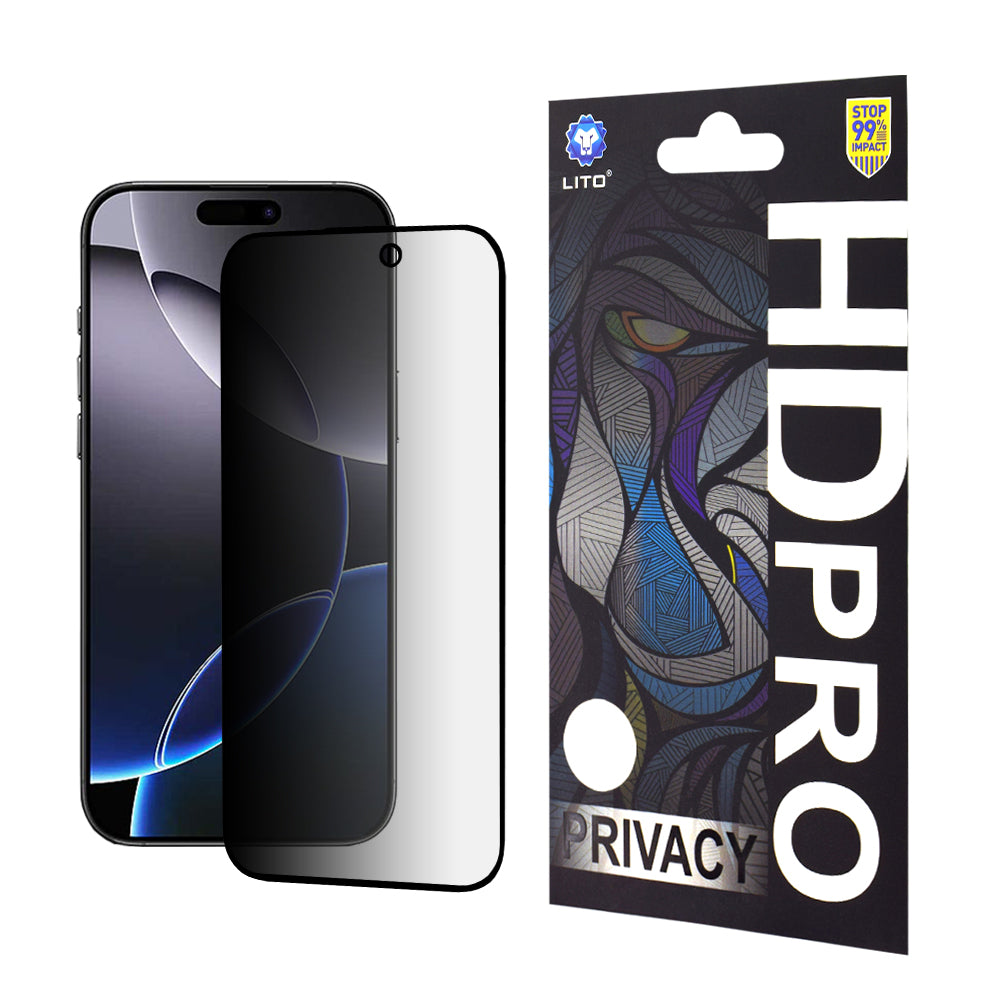 Folie de protectie Lito HD Pro Privacy compatibil cu iPhone 16 Pro Max, Negru