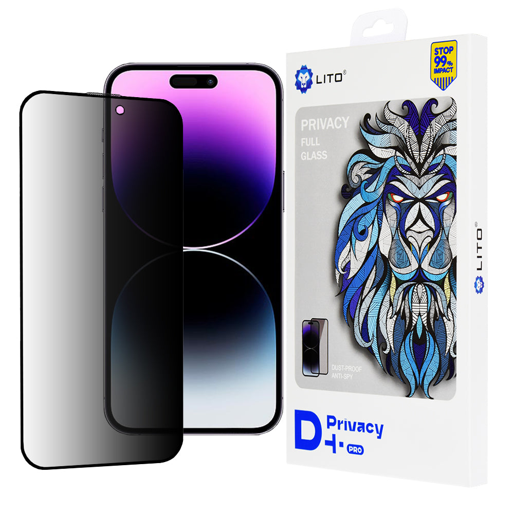 Folie de protectie Lito D+ Pro Privacy compatibil cu iPhone 14 Pro Max, Negru