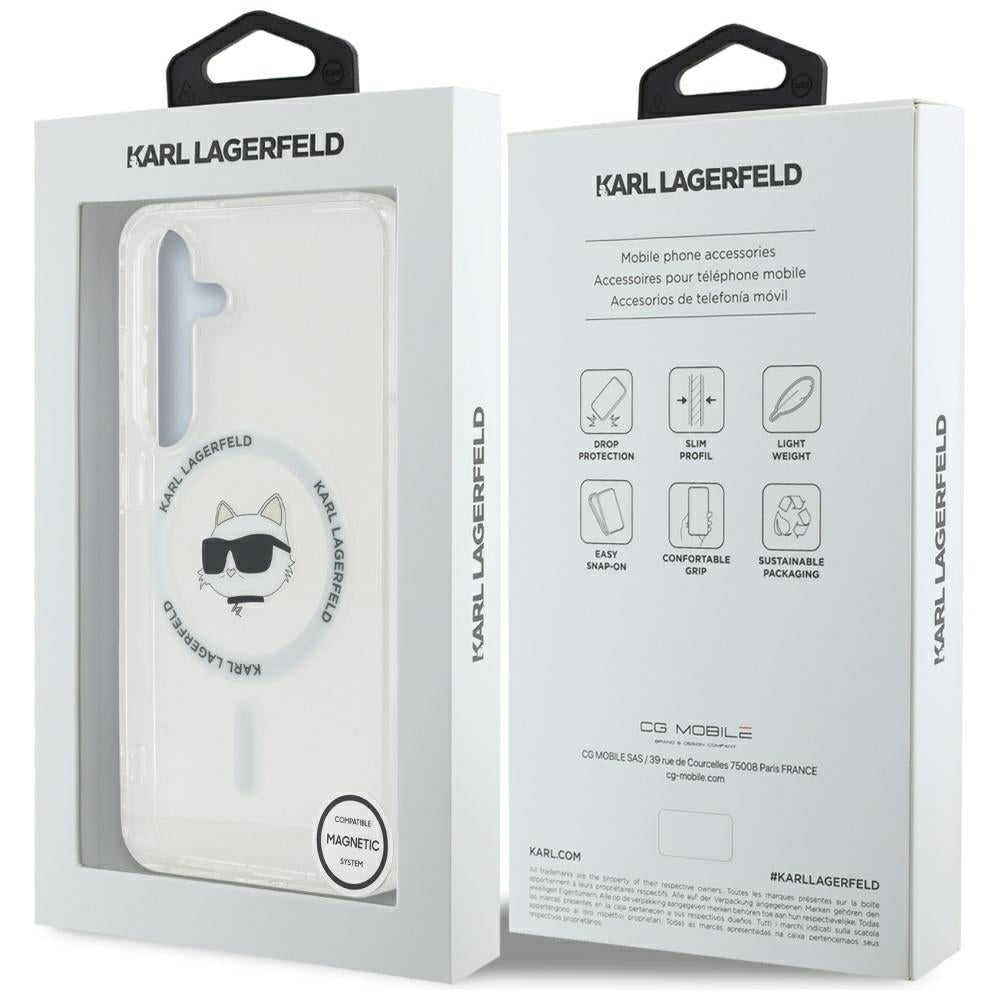 Husă Karl Lagerfeld IML MagSafe pentru Galaxy S25, albă