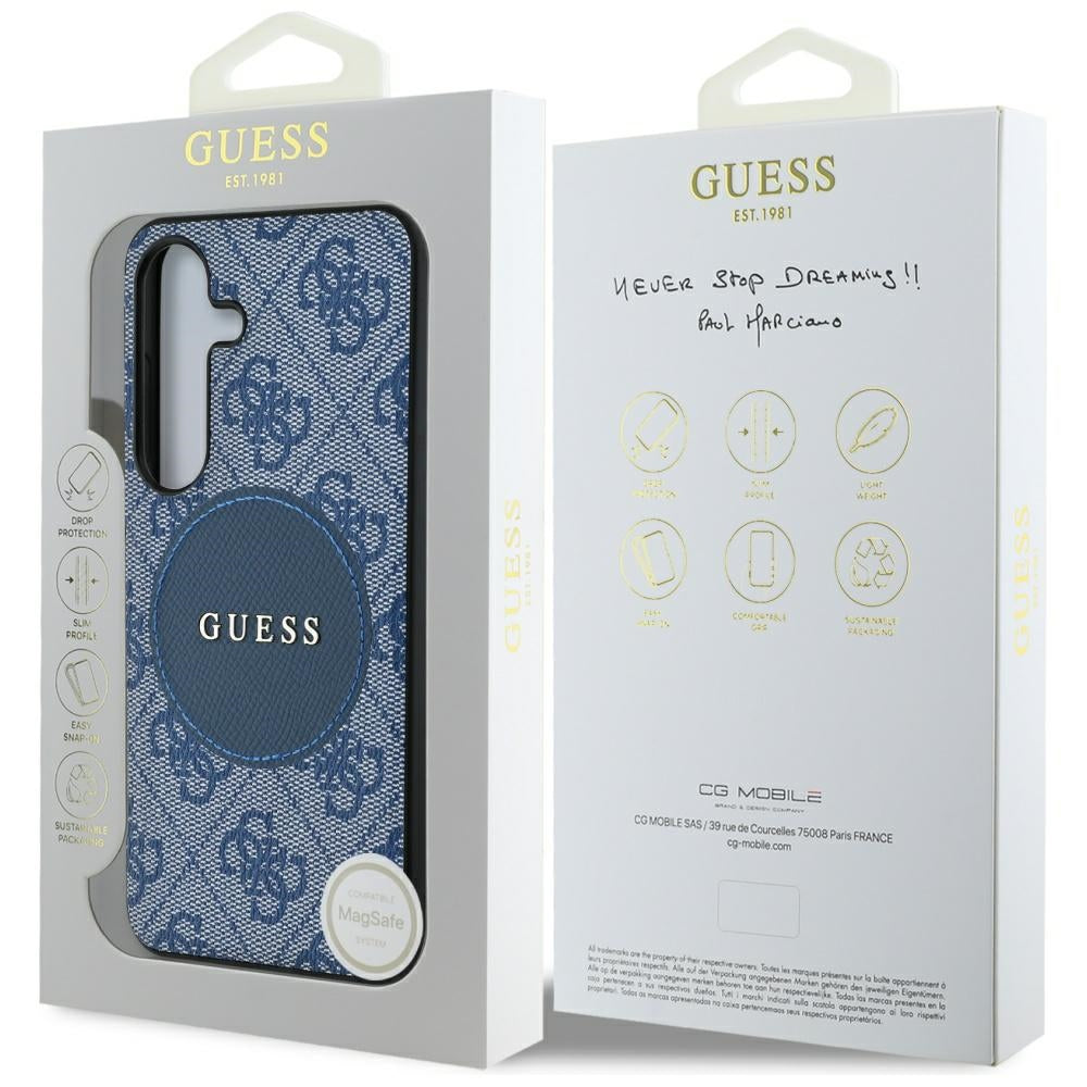 Husa de protectie Guess 4G Circle Classic Logo MagSafe (GUHMS25MP4PGRSGB) compatibil cu Samsung Galaxy S25 Plus, Albastru