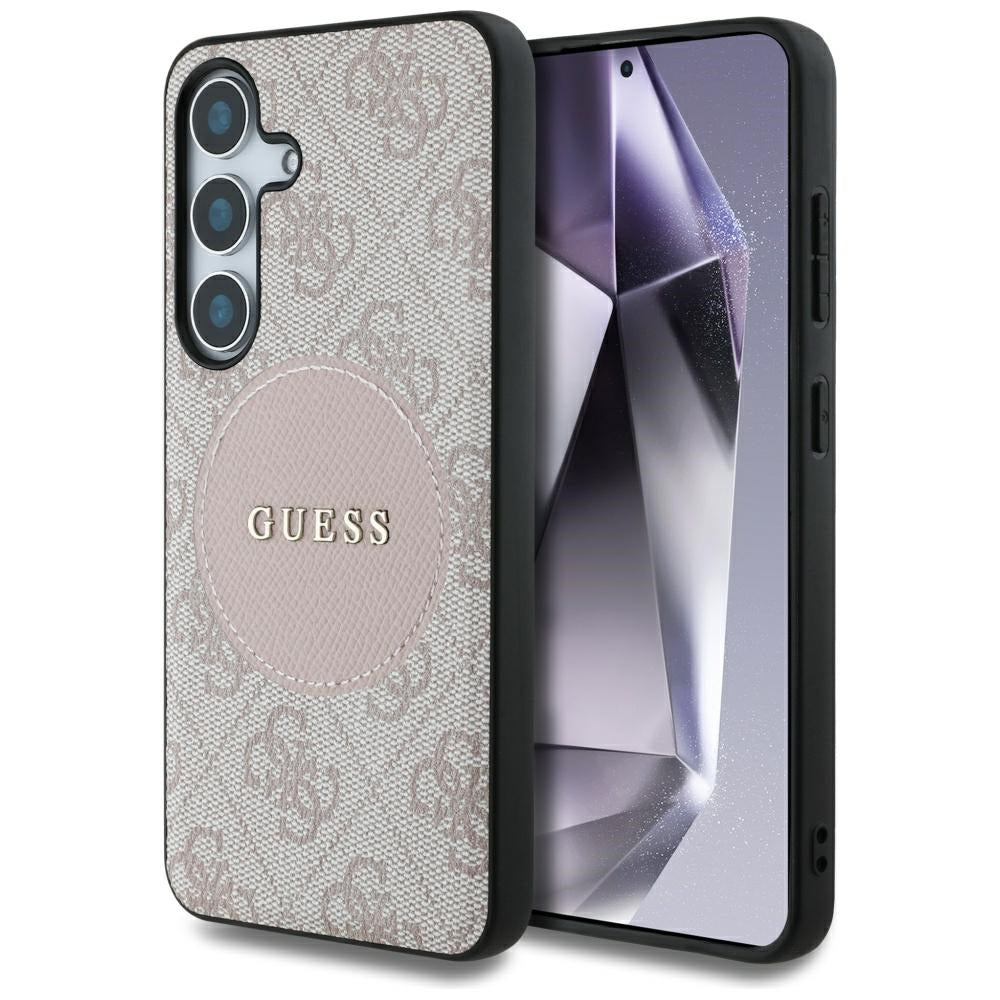 Husa de protectie Guess 4G Circle Classic Logo MagSafe (GUHMS25MP4PGRSGP) compatibil cu Samsung Galaxy S25 Plus, Roz