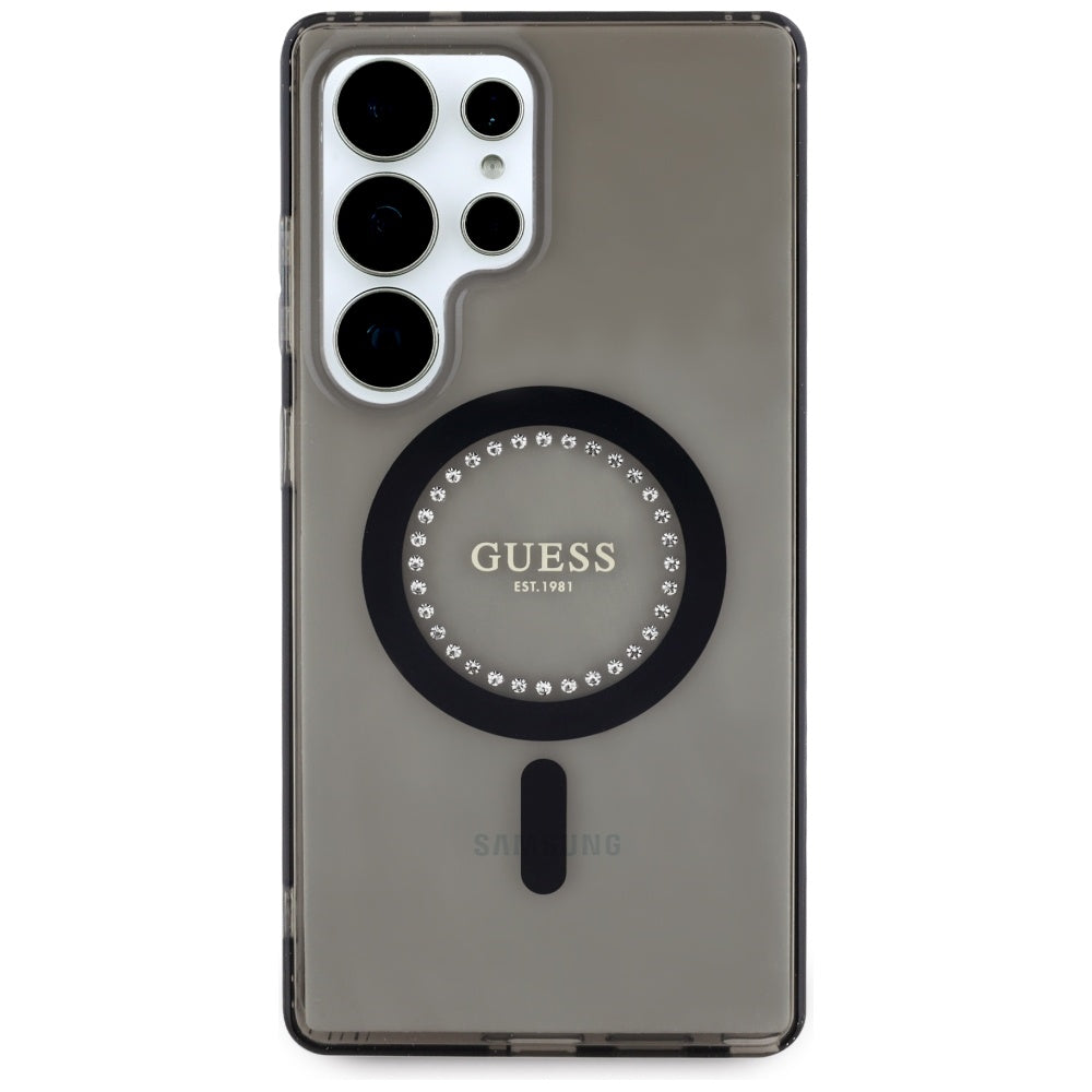 Husa de protectie Guess IML Rhinestones MagSafe (GUHMS25LPFTDTEK) compatibil cu Samsung Galaxy S25 Ultra, Negru
