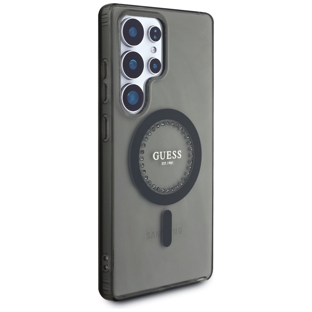 Husa de protectie Guess IML Rhinestones MagSafe (GUHMS25LPFTDTEK) compatibil cu Samsung Galaxy S25 Ultra, Negru