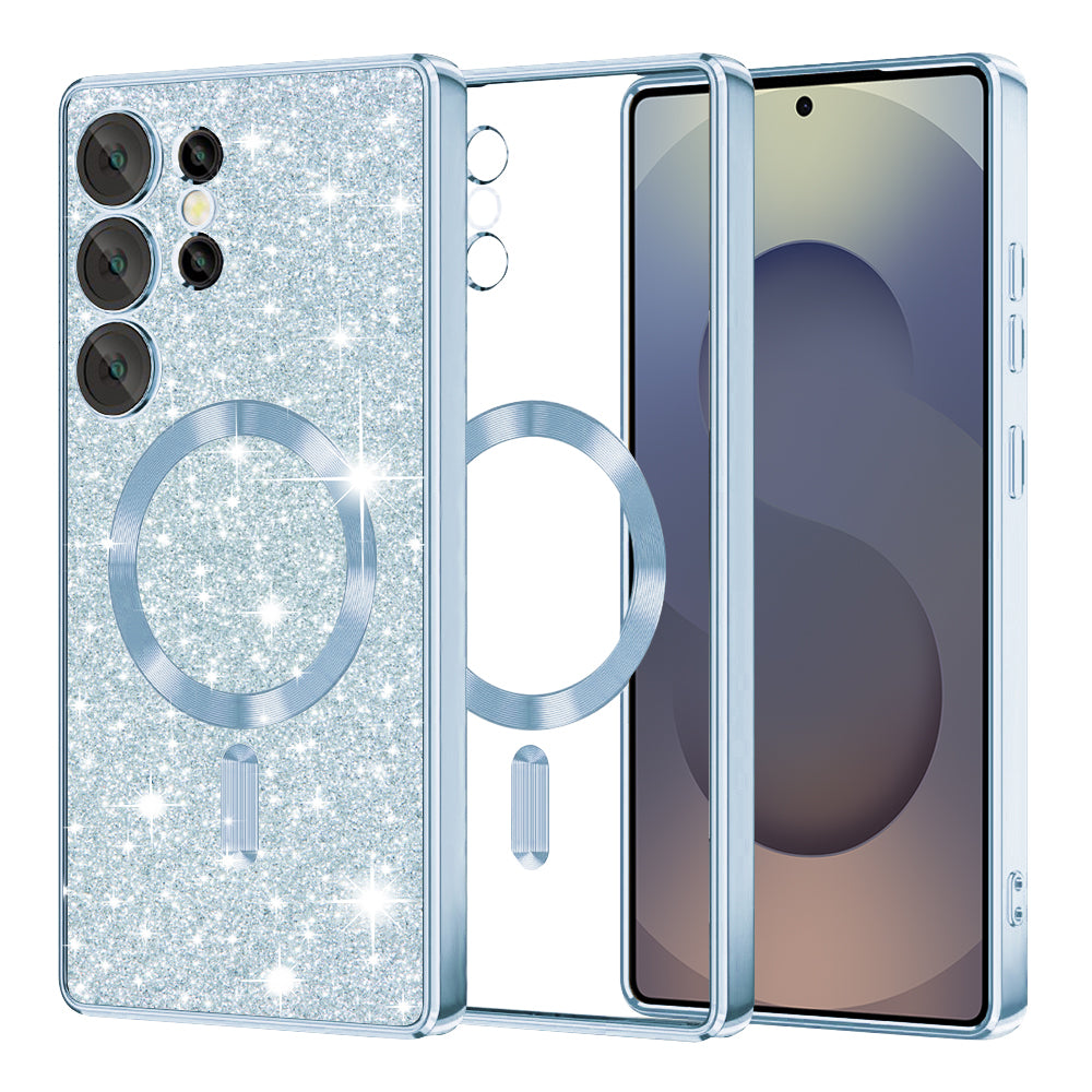 Husa de protectie Techsuit Luxury Glitter MagSafe compatibil cu Samsung Galaxy S25 Ultra, Albastru Deschis