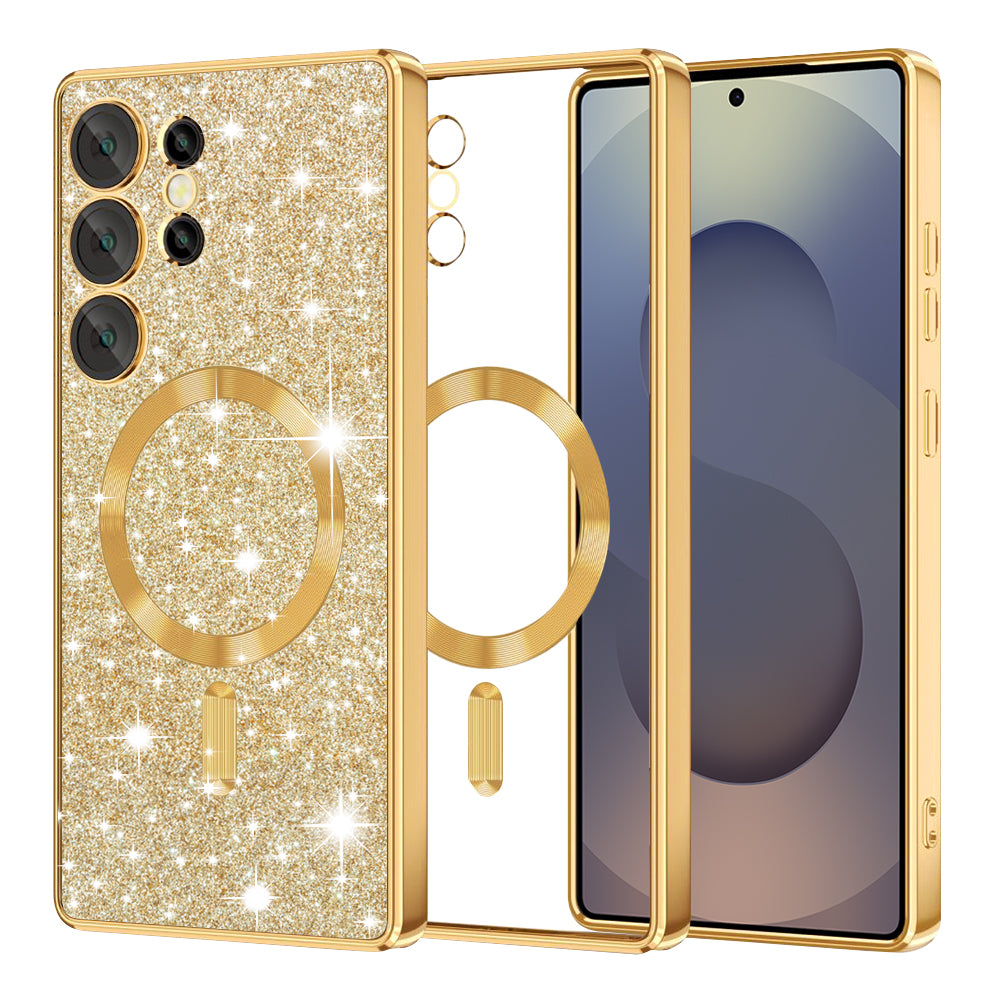 Husa de protectie Techsuit Luxury Glitter MagSafe compatibil cu Samsung Galaxy S25 Ultra, Auriu