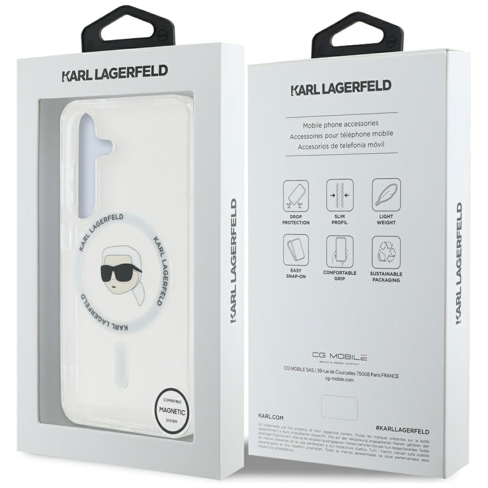 Husa de protectie Karl Lagerfeld IML MagSafe (KLHMS25SHLSKIH) compatibil cu Samsung Galaxy S25, Karl`s Head