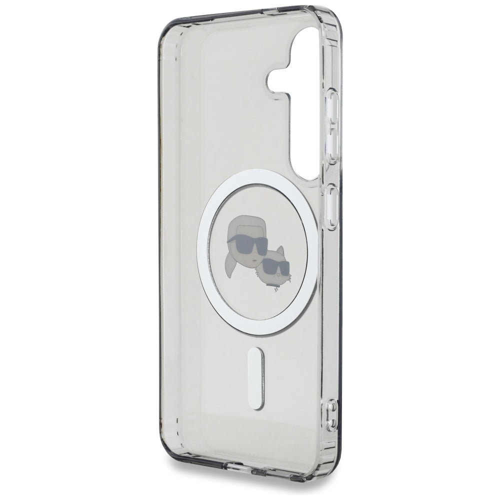Husa de protectie Karl Lagerfeld IML MagSafe (KLHMS25SHLSKCK) compatibil cu Samsung Galaxy S25, Metal Karl&Choupette Heads