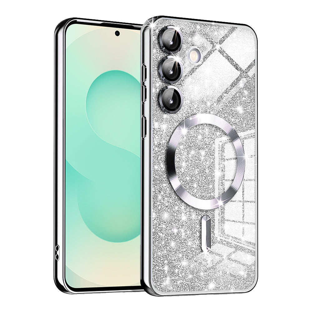 Husă Techsuit Luxury Glitter MagSafe argintiu pentru Samsung Galaxy S25 Plus