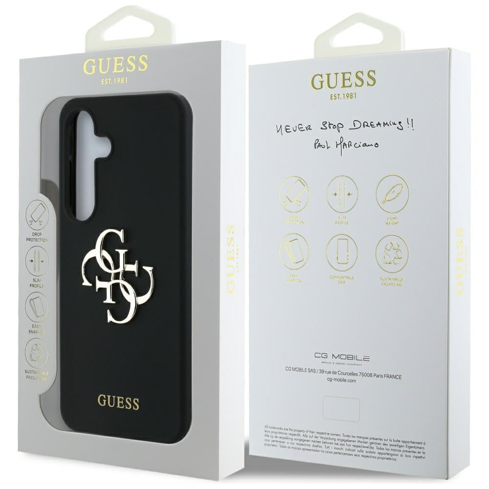 Husa de protectie Guess Silicone 4G Big Metal Logo (GUHCS25SS4SMDK) compatibil cu Samsung Galaxy S25, Negru