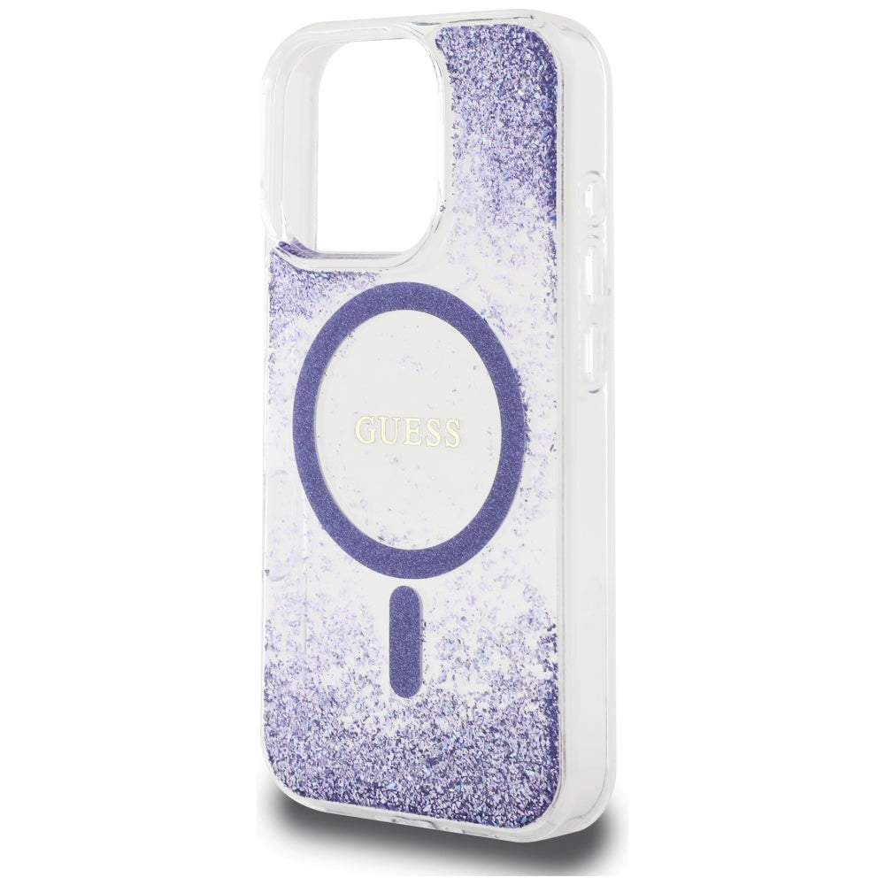 Husa de protectie Guess Resin Bottom Glitter MagSafe (GUHMP16LRGRGEU) compatibil cu iPhone 16 Pro, Mov