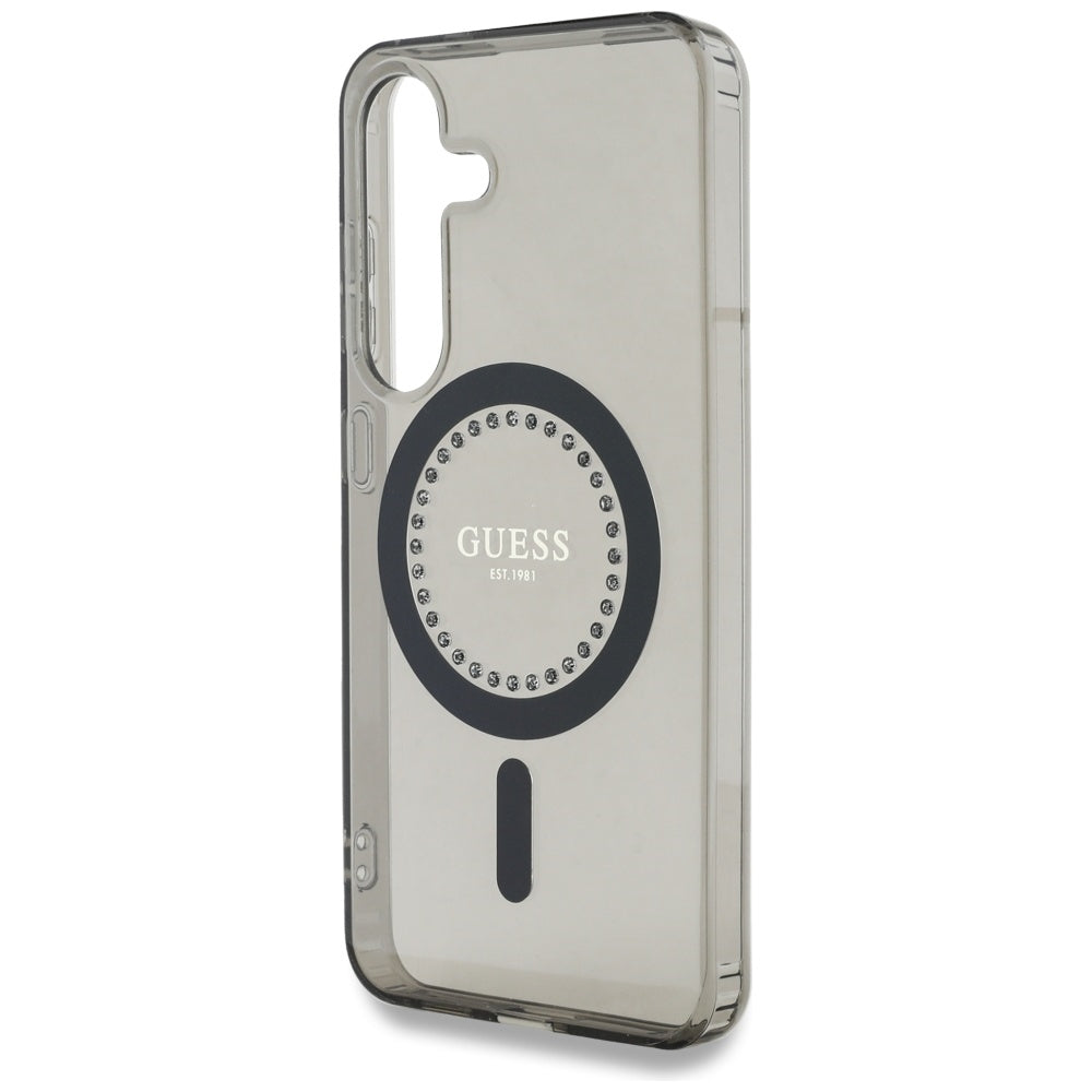 Husa de protectie Guess IML Rhinestones MagSafe (GUHMS25SPFTDTEK) compatibil cu Samsung Galaxy S25, Negru